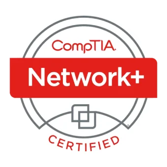 Certified CompTIA Network+ badge achieved after attending the N+ Course and Exam