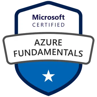 Certified Microsoft Azure Fundamentals badge achieved after attending the AZ-900 Course and Exam